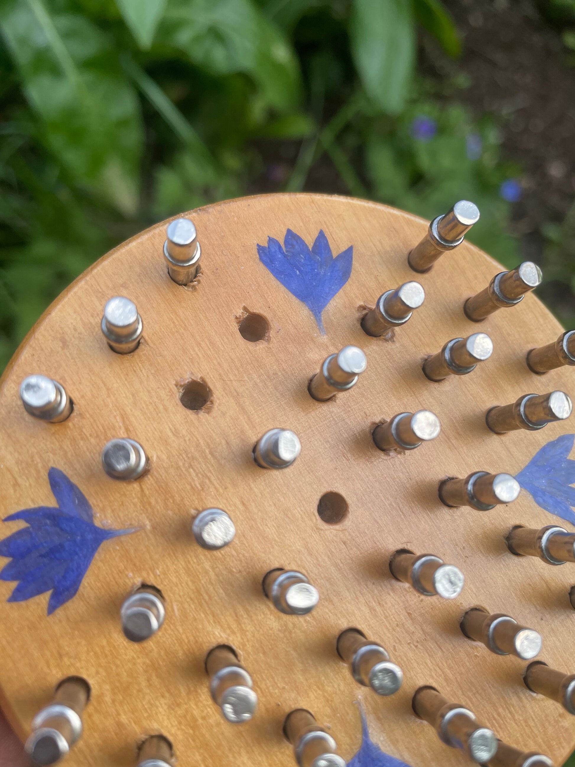 Mini palm sized Botanical Solitaire board, with pressed cornflower petals, B grade shabby chic cottagecore goblincore unique nature