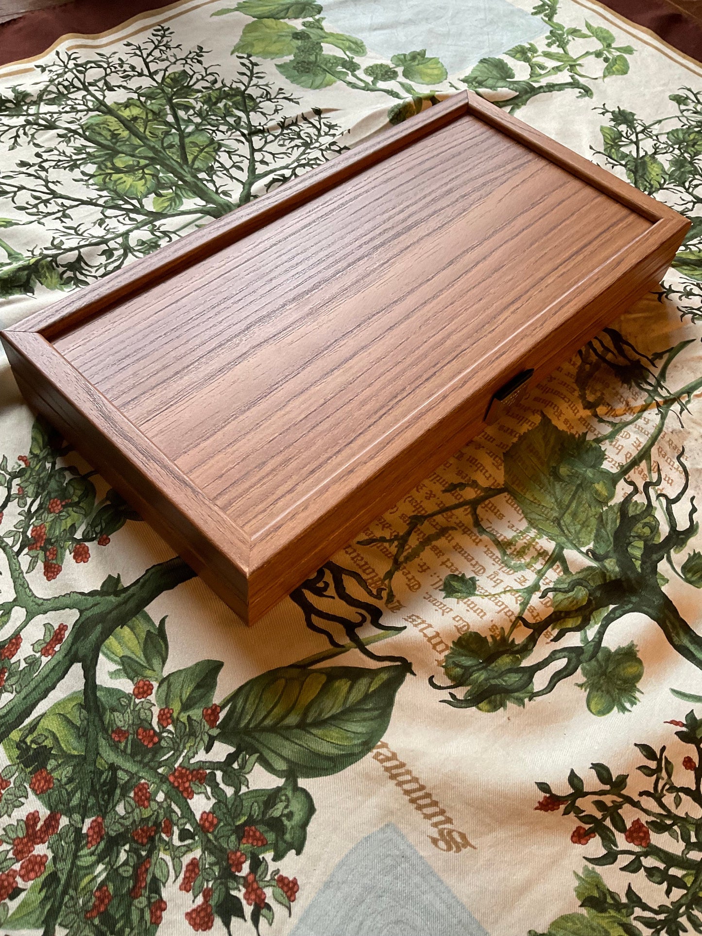 Buttercup and Fern backgammon board, with pressed leaves including ferns and buttercups, shabby chic, cottagecore goblincore unique nature