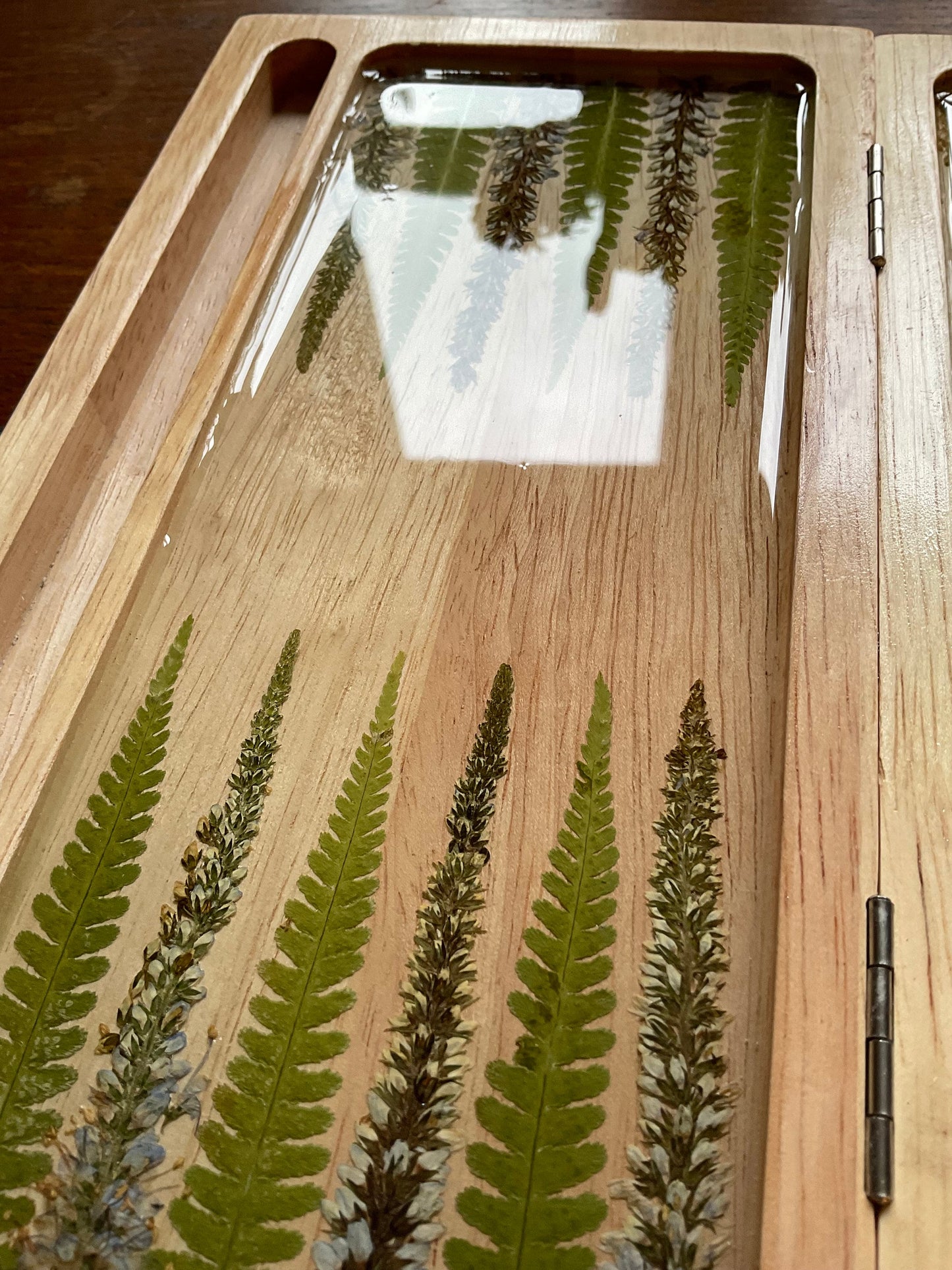 PRE-ORDER botanical backgammon board, with pressed leaves including ferns & veronica flowers cottagecore goblincore unique nature