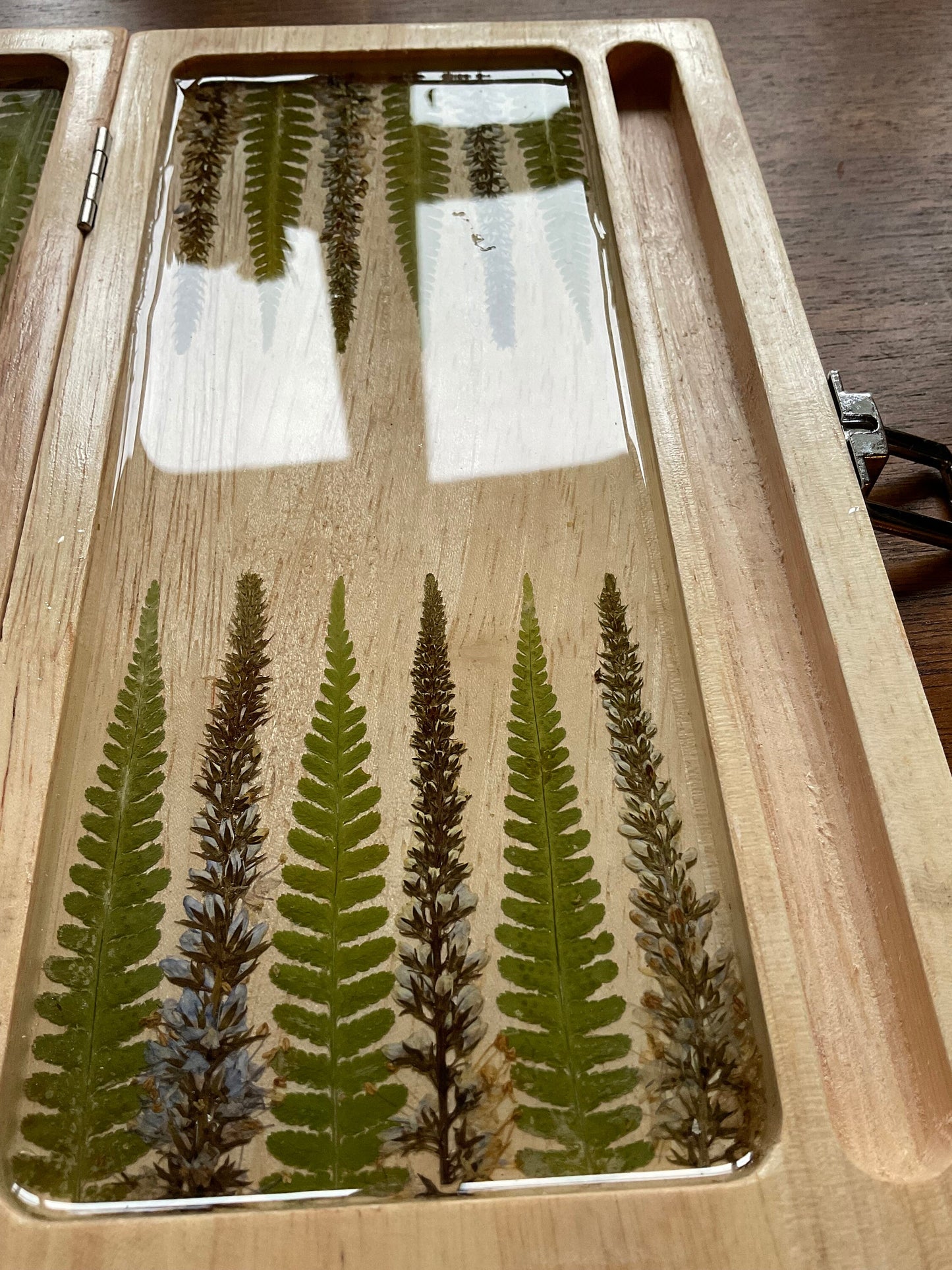 PRE-ORDER botanical backgammon board, with pressed leaves including ferns & veronica flowers cottagecore goblincore unique nature