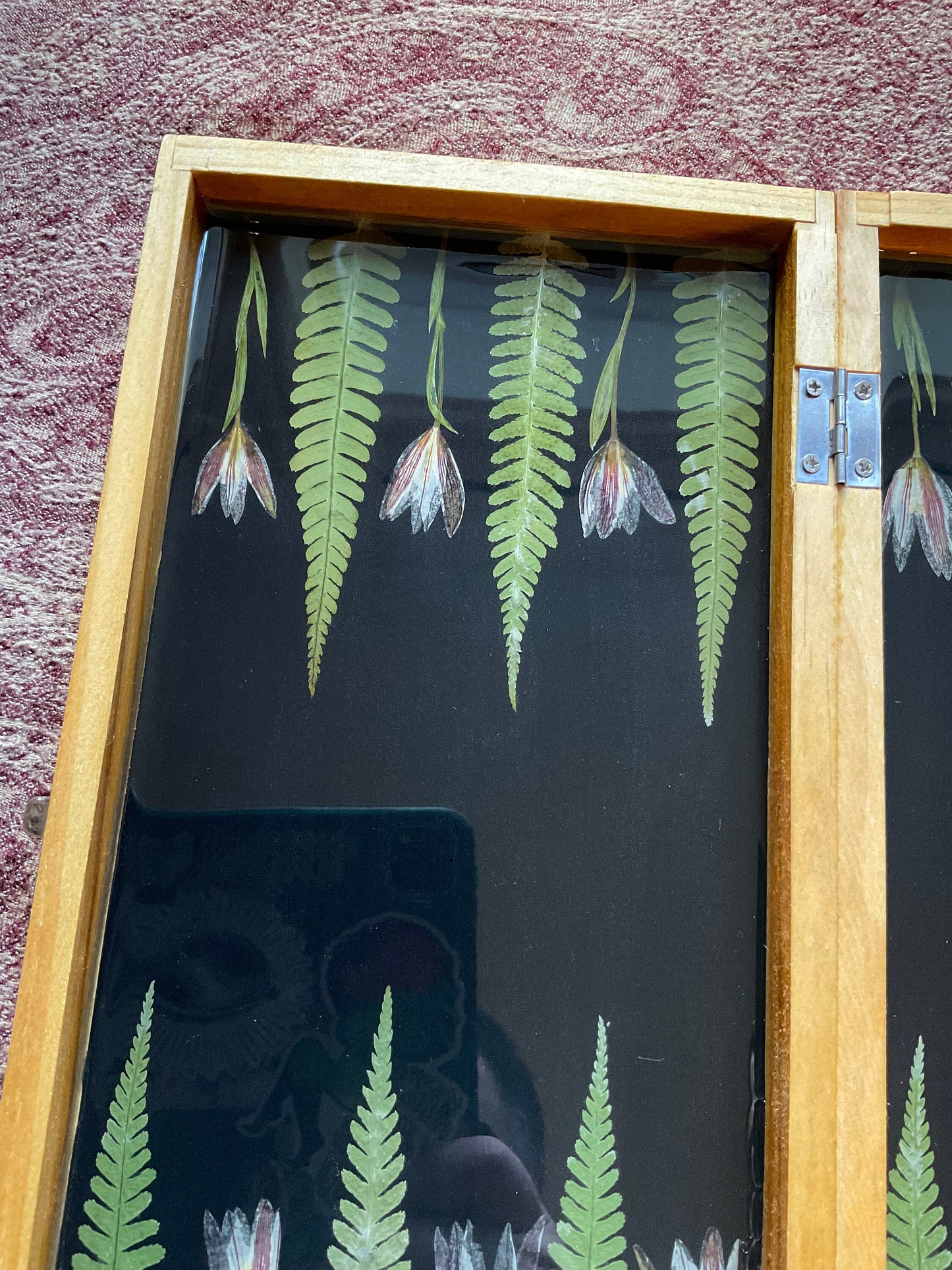 PRE ORDER backgammon board, w pressed leaves including ferns and lily flowers acorn counters shabby chic cottagecore fae seconds