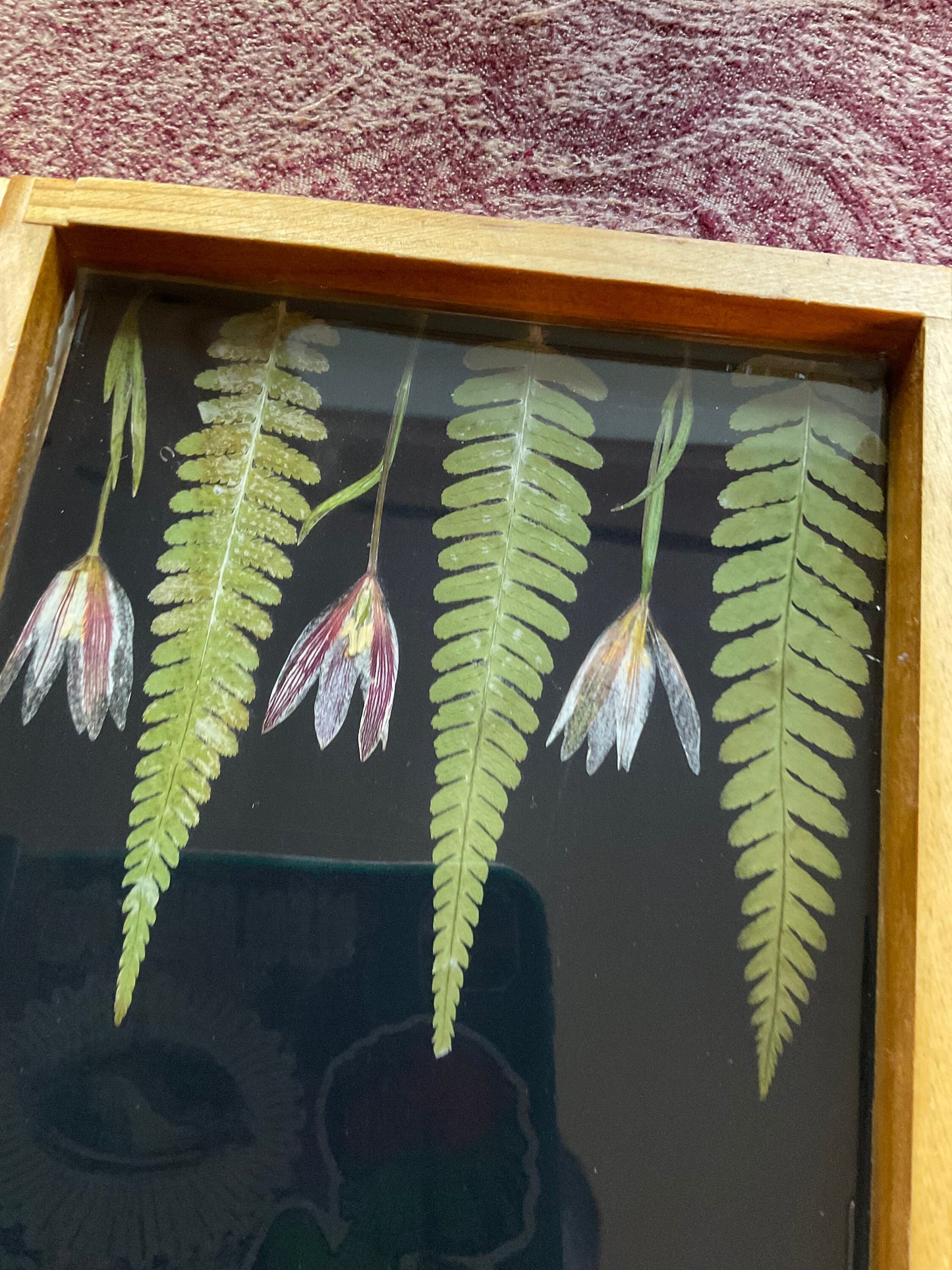 PRE ORDER backgammon board, w pressed leaves including ferns and lily flowers acorn counters shabby chic cottagecore fae seconds