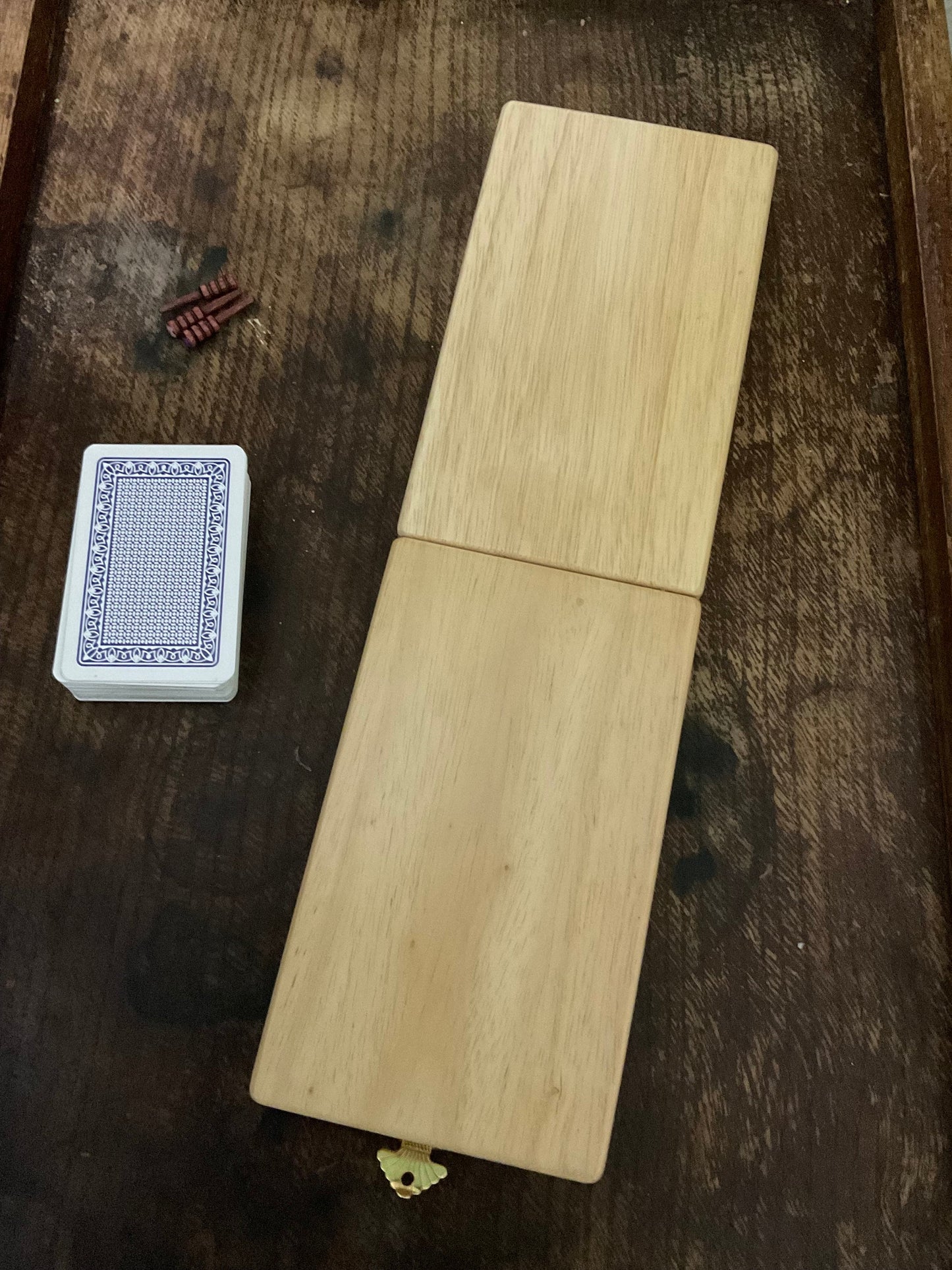 Folding botanical Cribbage board, with real Fern leaves and herb Robert blossom flowers shabby chic cottagecore goblincore unique nature