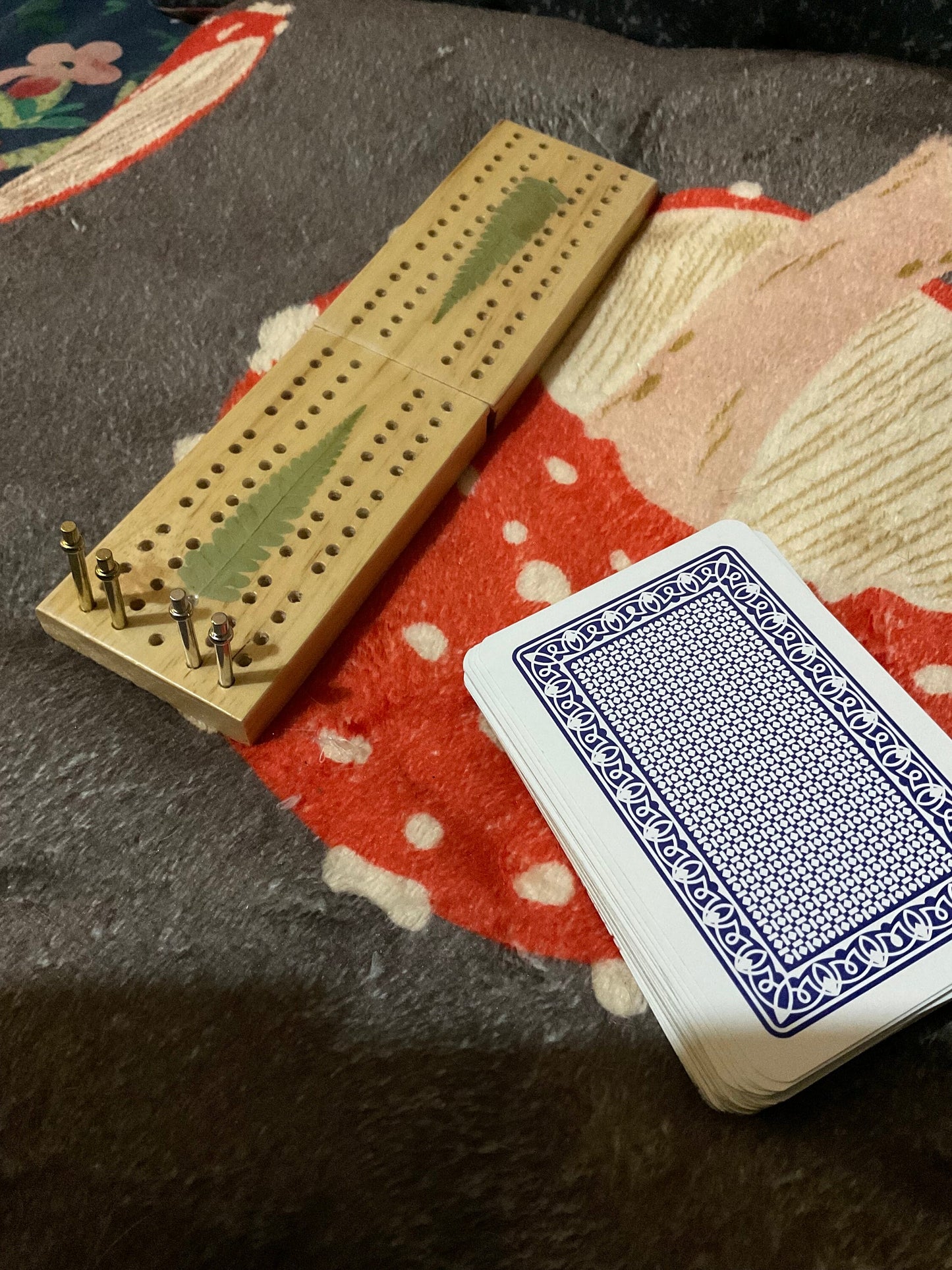 Handmade mini botanical Cribbage board, with real Fern leaves B grade shabby chic cottagecore goblincore unique nature