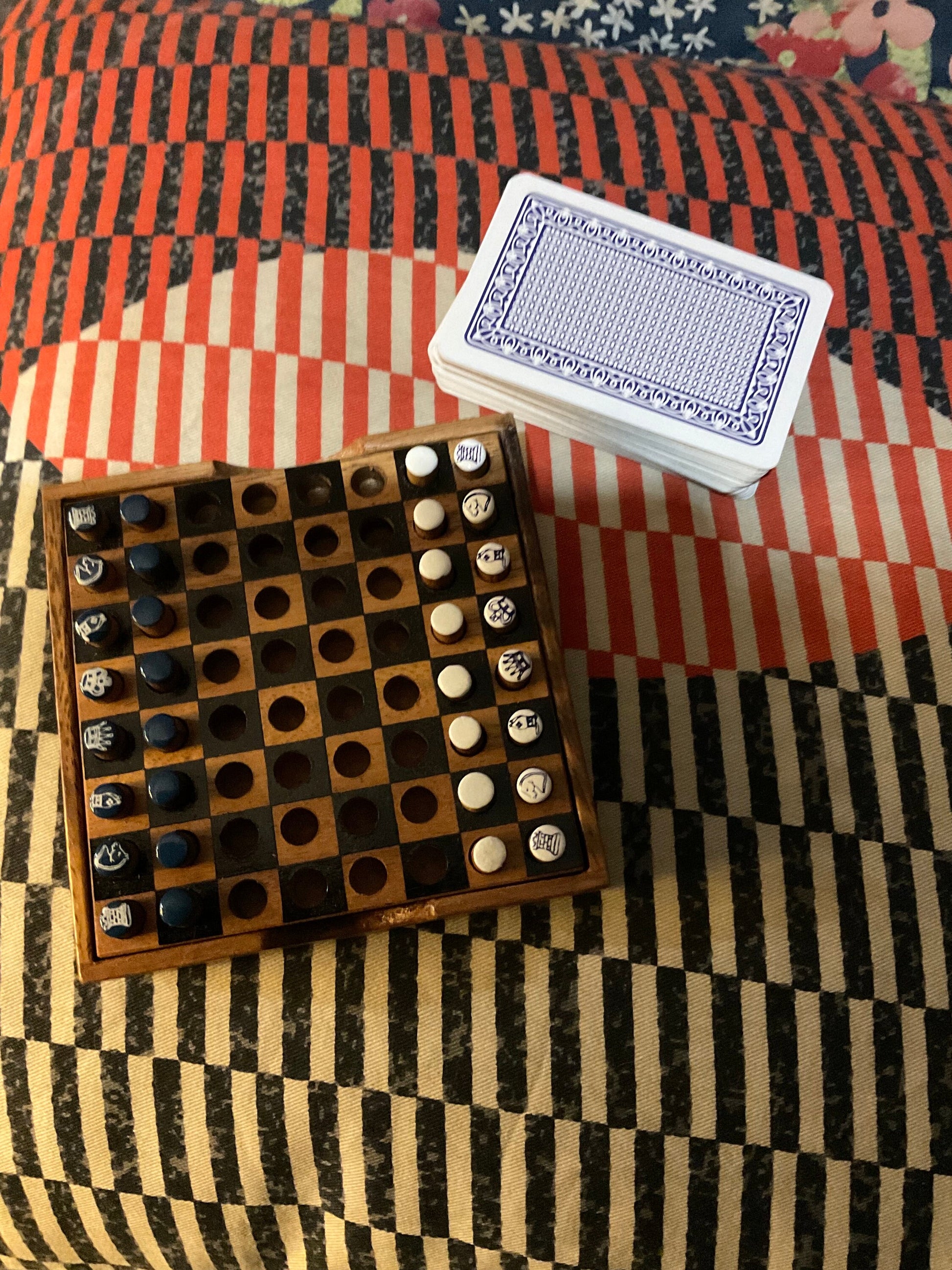 Mini botanical vintage travel chess board, leaves including ferns leaf shabby chic cottagecore goblincore unique nature