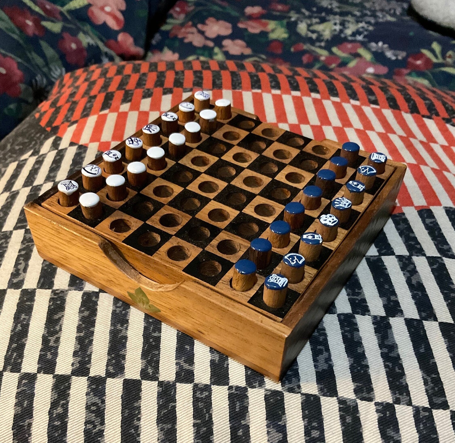 Mini botanical vintage travel chess board, leaves including ferns leaf shabby chic cottagecore goblincore unique nature