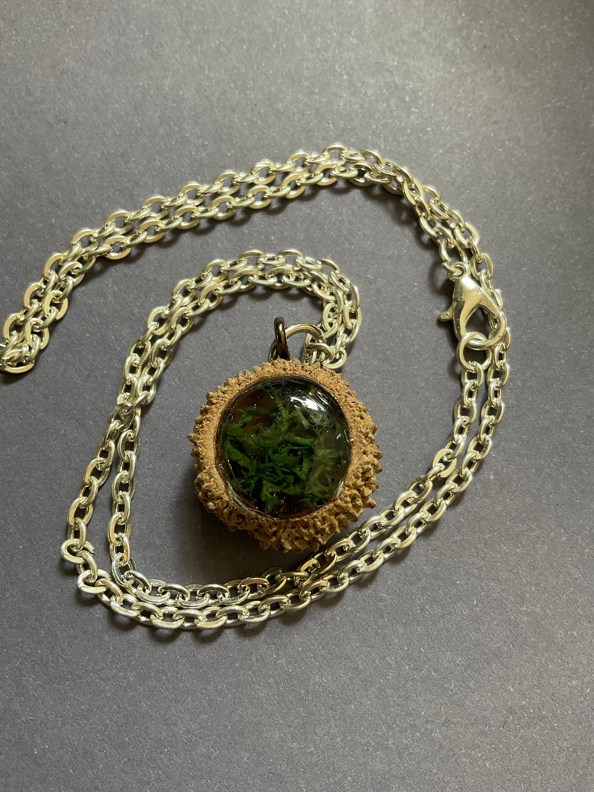 Real acorn with suspended preserved moss necklace cottagecore nature witch gift goblin core fairy birthday floral unique hand made