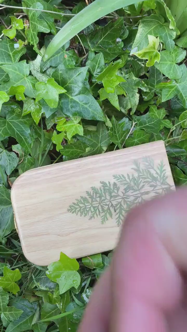 Handmade  Mancala  board, with campanula flowers and clover and carrot leaves, gemstone counter cottagecore goblincore unique nature game