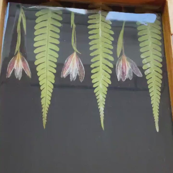 PRE ORDER  backgammon board with pressed Lily and fern leaves nature art unique gift botanical art