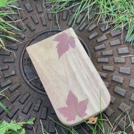 Handmade folding Mancala  board, with real Aster and torch leaves maple leaf shabby chic cottagecore goblincore nature handmade boardgame