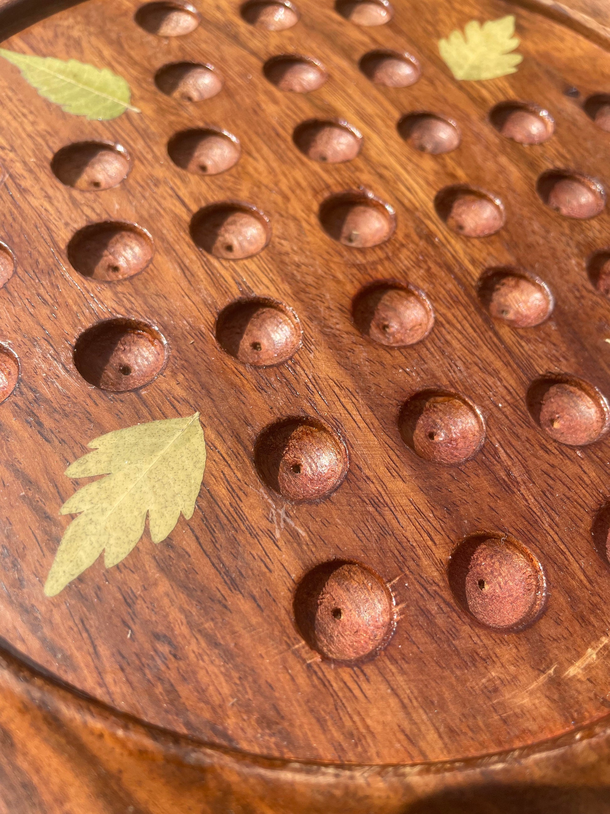 Botanical Solitaire board, with pressed lilac leaves shabby chic cottagecore goblincore unique nature