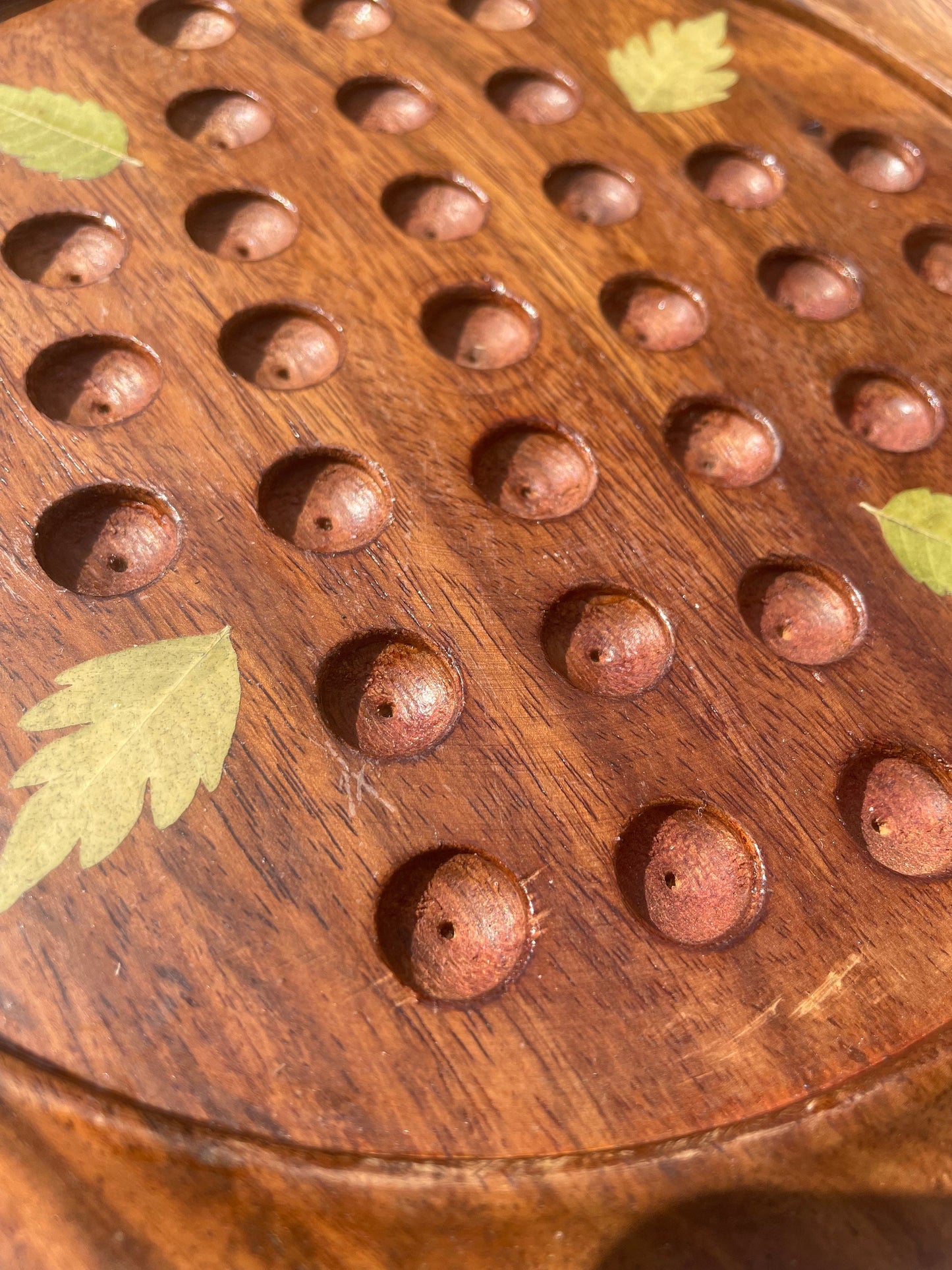 Botanical Solitaire board, with pressed lilac leaves shabby chic cottagecore goblincore unique nature